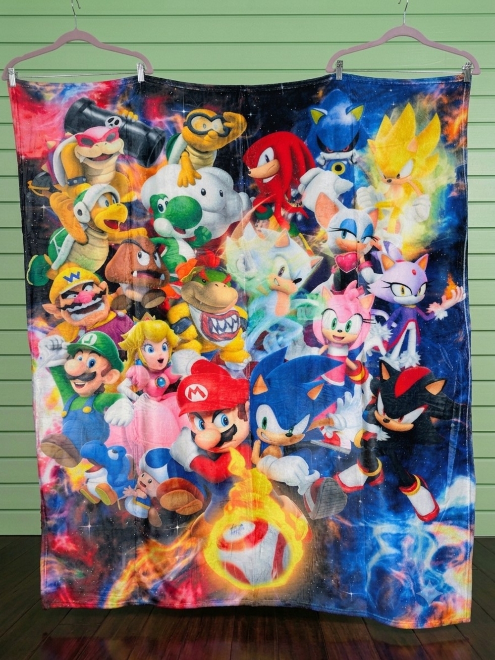 Sonic The Hedgehog & Super Mario Bros Collab Lounge Blanket